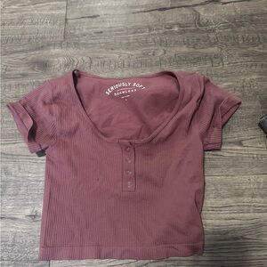 Aeropostale Women's Ribbed Mauve Crop Top
